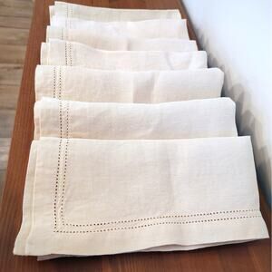 NEW Williams Sonoma OATMEAL HEM STITICH LINEN NAPKINS SET